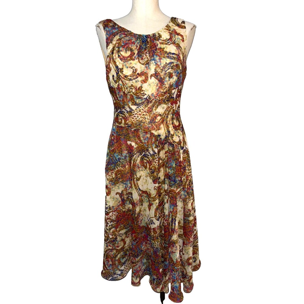 Evan Picone Women’s Vintage Chiffon Asymmetric Bias Midi Dress size 10 Romantic